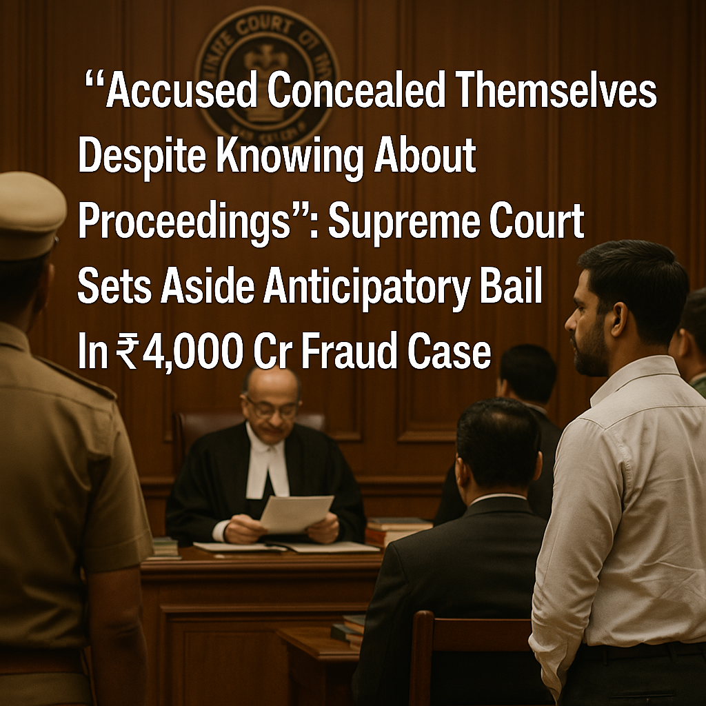 Accused Concealed Themselves Despite Knowing About Proceedings: Supreme Court Sets Aside Anticipatory Bail In ₹4,000 Cr Fraud Case