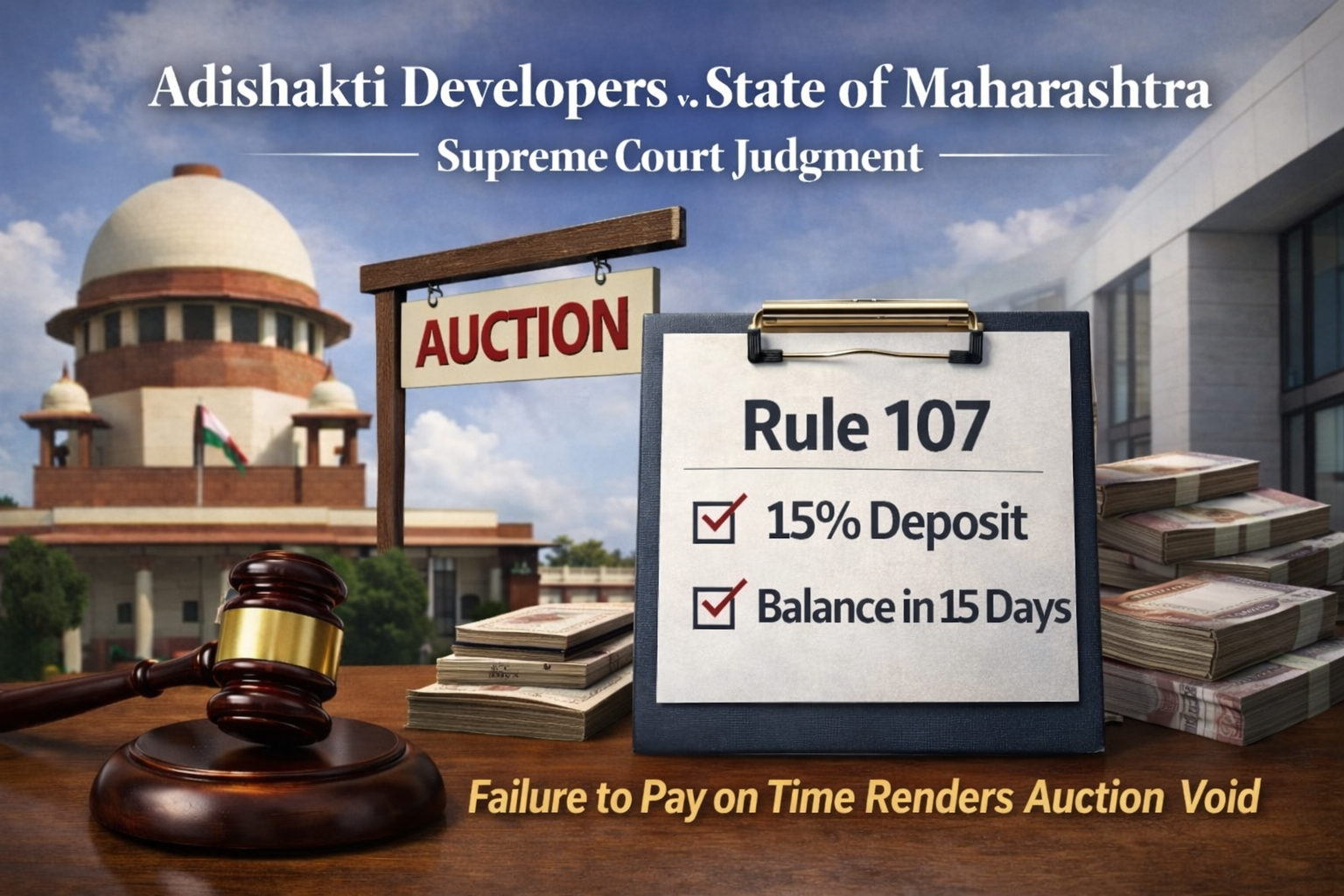 Adishakti Developers v State of Maharashtra: Supreme Court on Rule 107 Auction Sale Deadlines