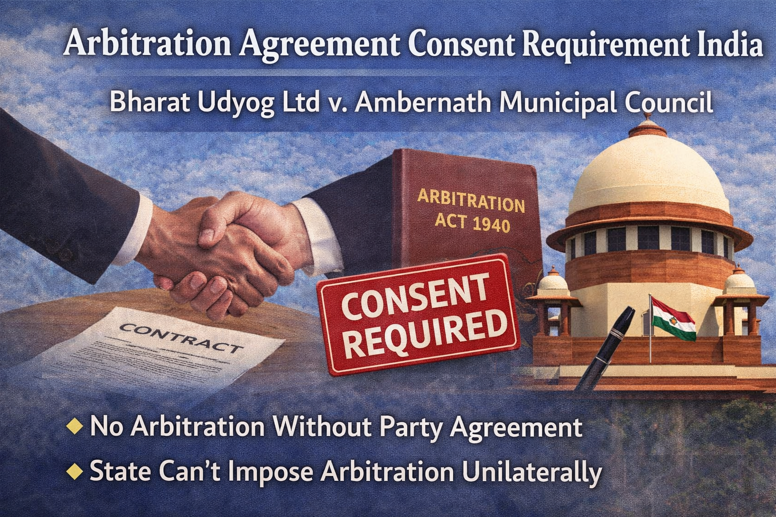 Arbitration Agreement Consent Requirement India: Supreme Court Clarifies Limits in Bharat Udyog Case