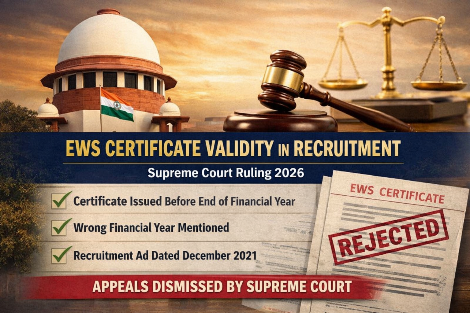 EWS Certificate Validity in Recruitment: Supreme Court Clarifies Strict Eligibility Rules