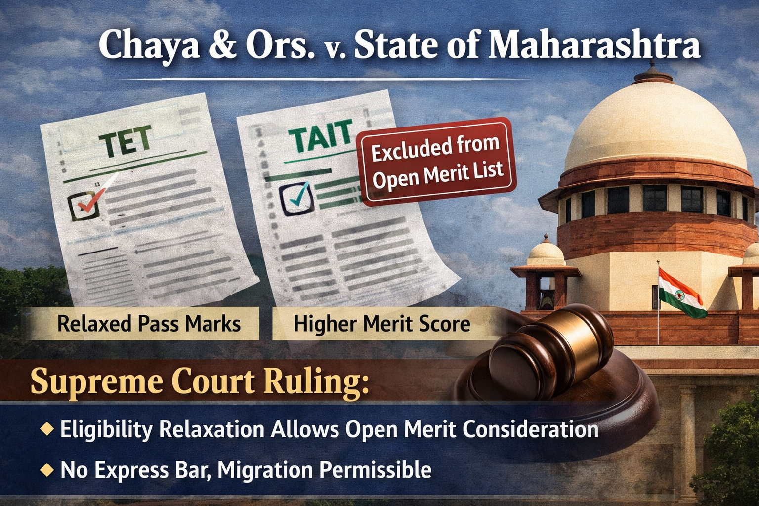 Reserved Category Candidates Open Merit Eligibility: Supreme Court Clarifies Law in Chaya v State of Maharashtra