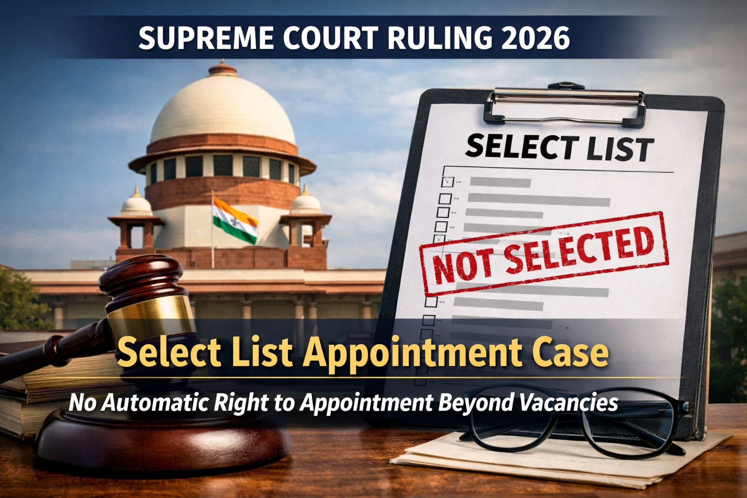 Select List Appointment Supreme Court 2026 India: No Right to Appointment Beyond Vacancies