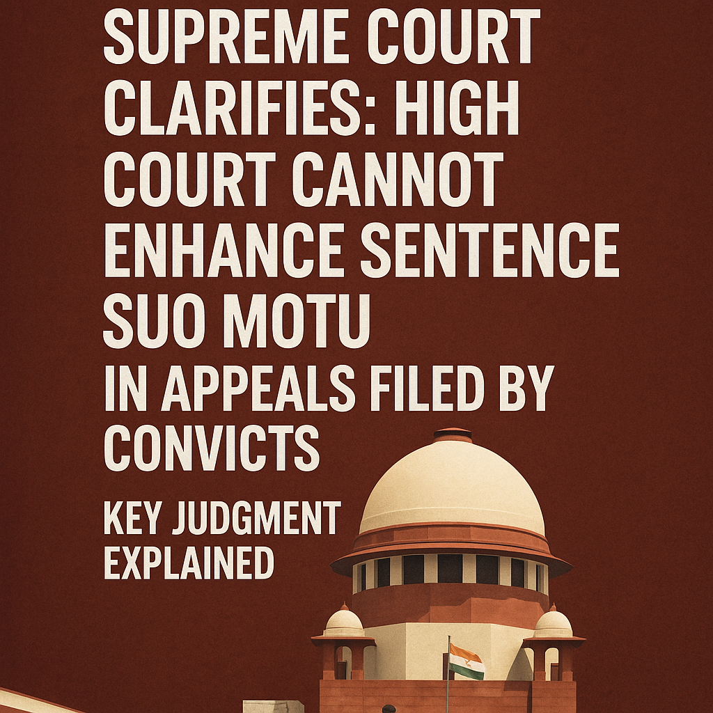 Supreme Court Clarifies: High Court Cannot Enhance Sentence Suo Motu in Appeals Filed by Convicts — Key Judgment Explained